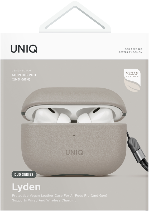 UNIQ LYDEN PROTECTIVE VEGAN LEATHER CASE FOR AIRPODS PRO 2ND GEN. | IVORY LICHEN GREEN